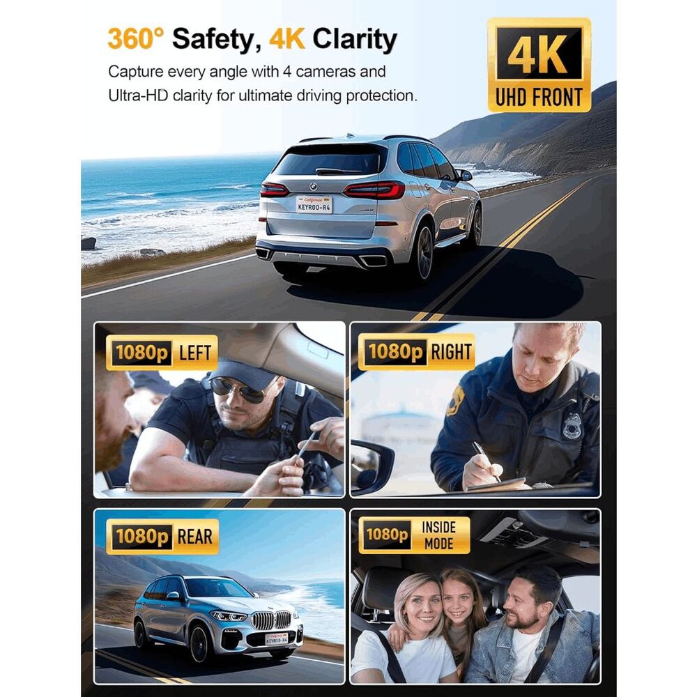 KEYROO R4-4K 360° 4-Channel Dash Camera - Picture 2 of 9